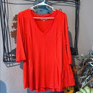 Soft Surroundings Women's Bright Orange/Red Long Sleeve Top